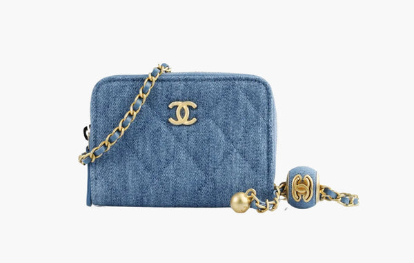 Chanel 22C Pearl Crush Denim Mini Camera Bag Blue | Sortage