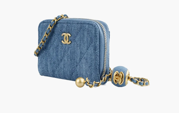 Chanel 22C Pearl Crush Denim Mini Camera Bag Blue | Sortage