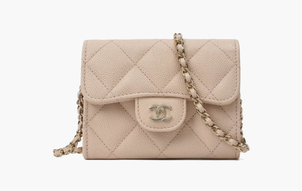 Chanel Classic Clutch With Chain Grained Calfskin Gold Light Beige | Sortage