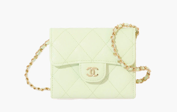 Chanel Classic Clutch With Chain Grained Calfskin Gold Light Green | Sortage