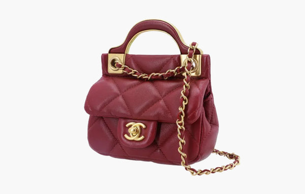 Chanel Classic Flap with Handle & Chain Calfskin Leather Card Holder Red | Sortage