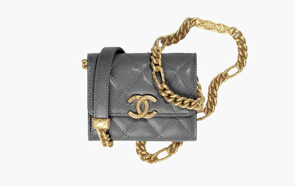 Chanel Mini Classic Artificial Leather Wallet with Chain Light Grey | Sortage
