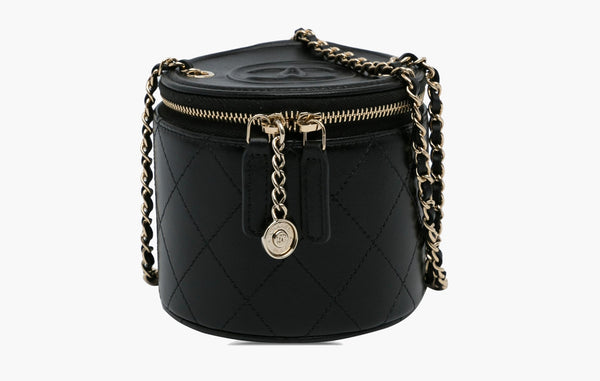 Mini Round Vanity Case Shoulder Bag "Black"