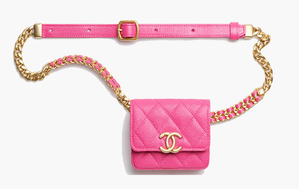 Chanel Small Box With Chain Lambskin Leather Bag Pink  | Sortage