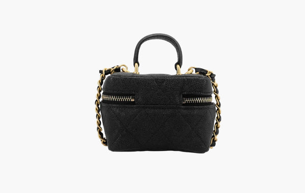Chanel Small Vanity With Chain Leather Crossbody Bag Black | Sortage 