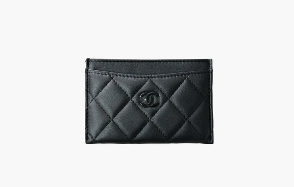 Chanel СС Mini Black Logo Calfskin Leather Cardholder Black | Sortage