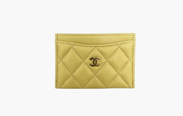 Chanel СС Mini Logo Calfskin Leather Cardholder Yellow | Sortage