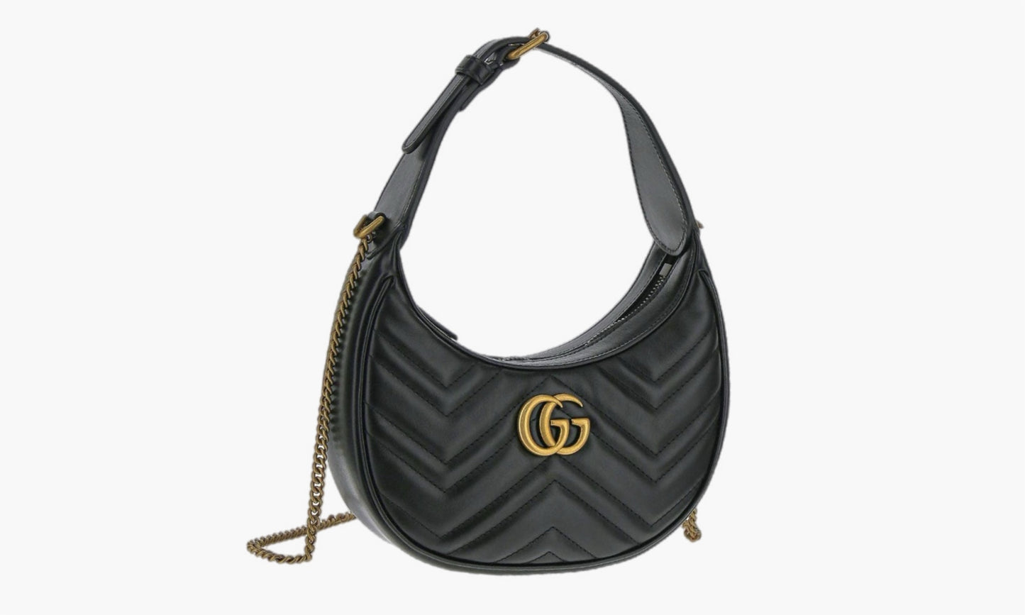 Gucci GG Marmont Half-Moon Shaped Leather MINI Bag Black | The Sortage