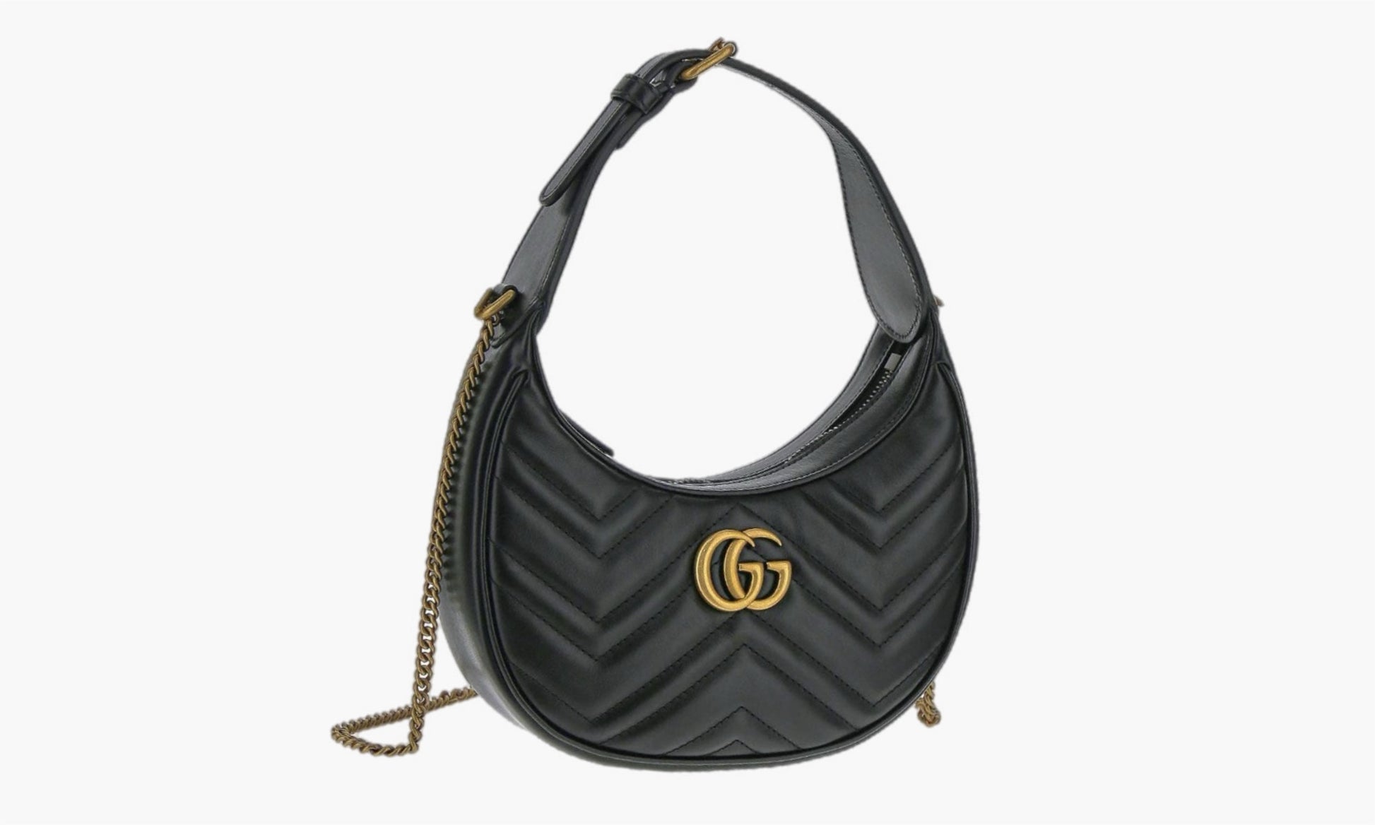 Gucci GG Marmont Half-Moon Shaped Leather MINI Bag Black | The Sortage
