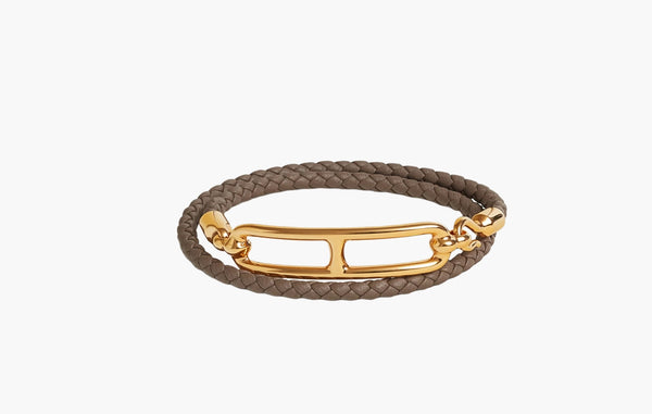 Hermes Roulis Double Tour Bracelet Swift Calfskin Gold & Etoupe | The Sortage