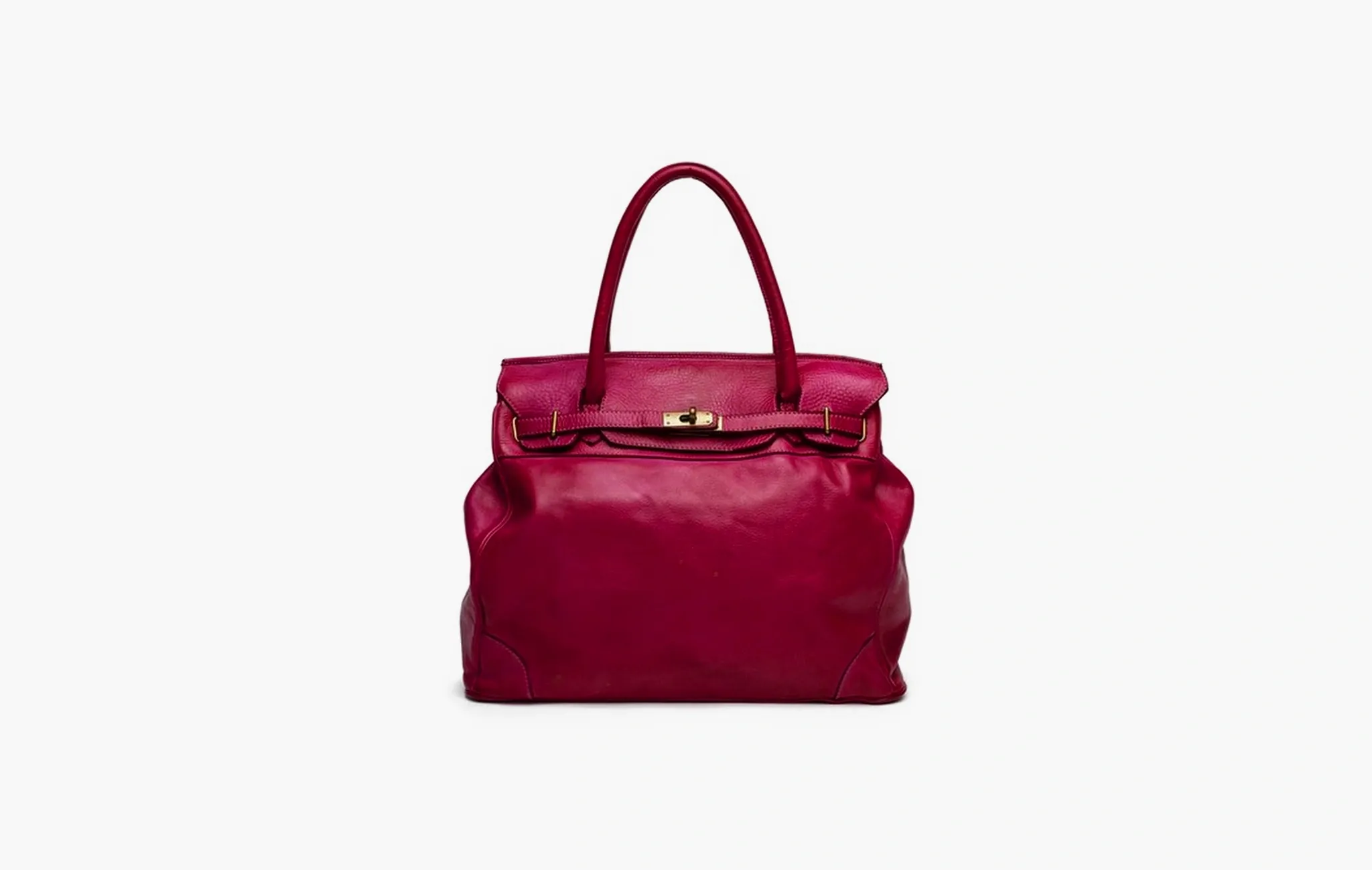 Washed Slouchy Calf-Leather Shoulder Bag in Raspberry