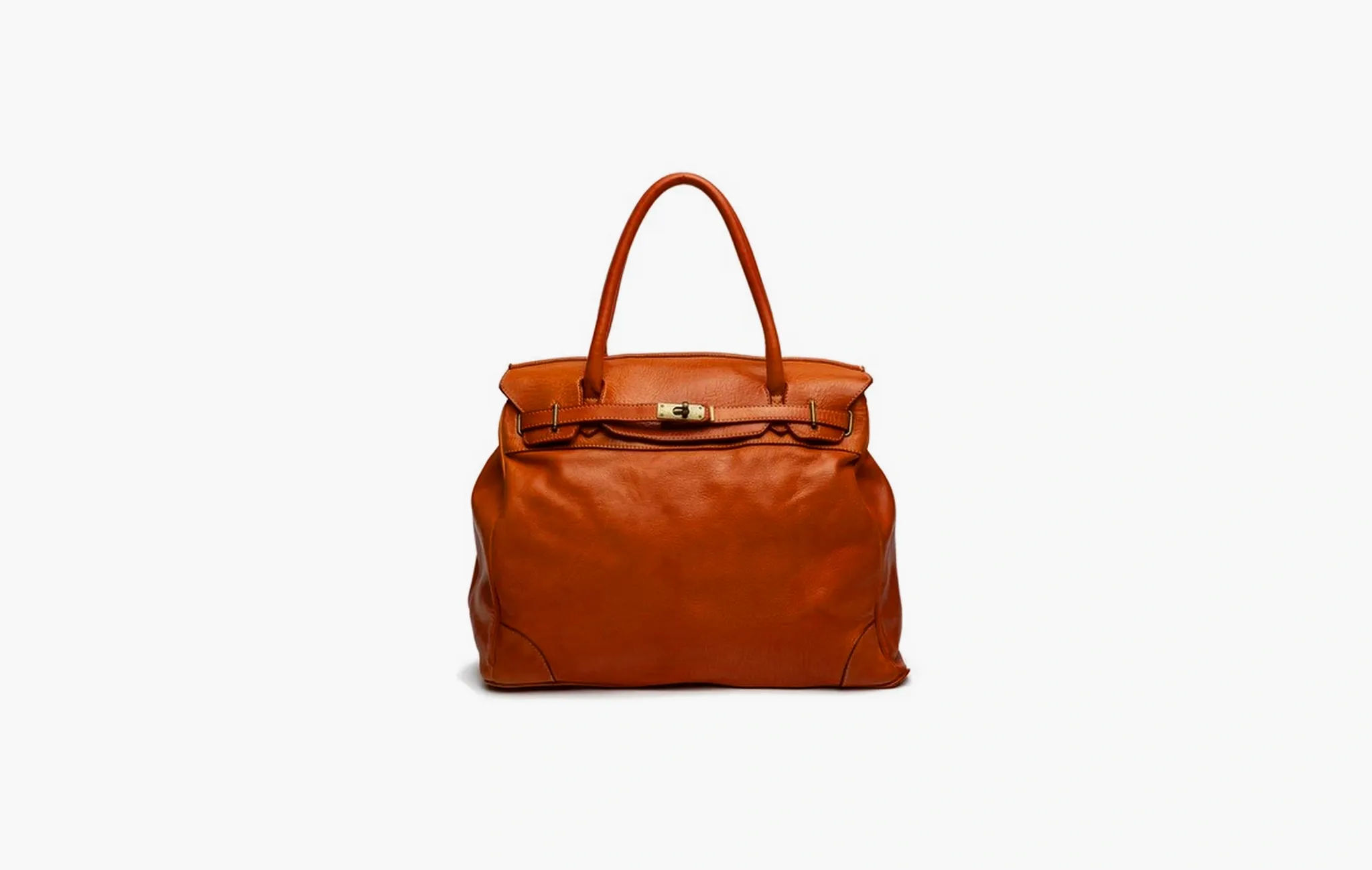 Washed Slouchy Calf Bag in Tangerine 