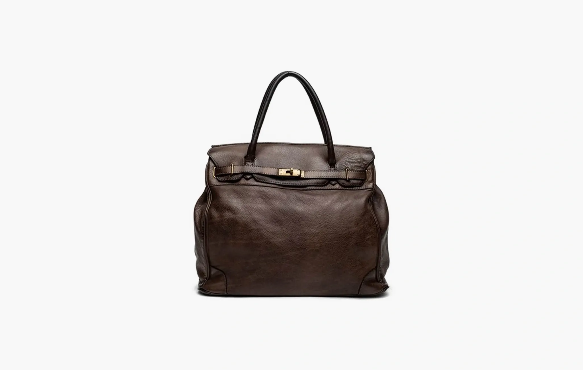 Washed Slouchy Calf Bag in Chocolate 