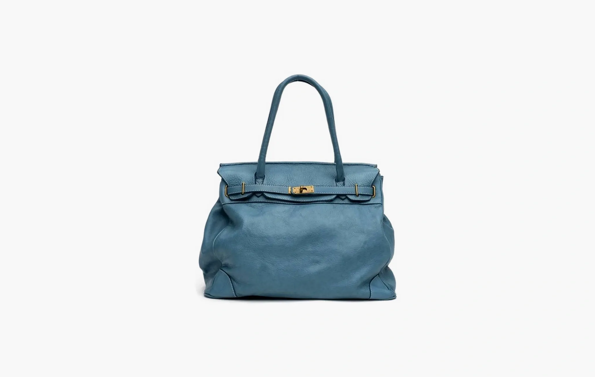 Washed Slouchy Calf Bag in Dusty Teal 