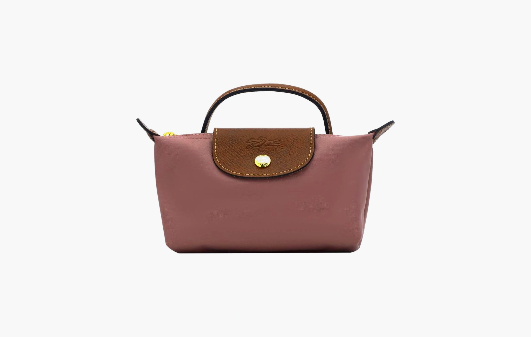 Le Pliage Green Pouch with handle "Dusty Pink"