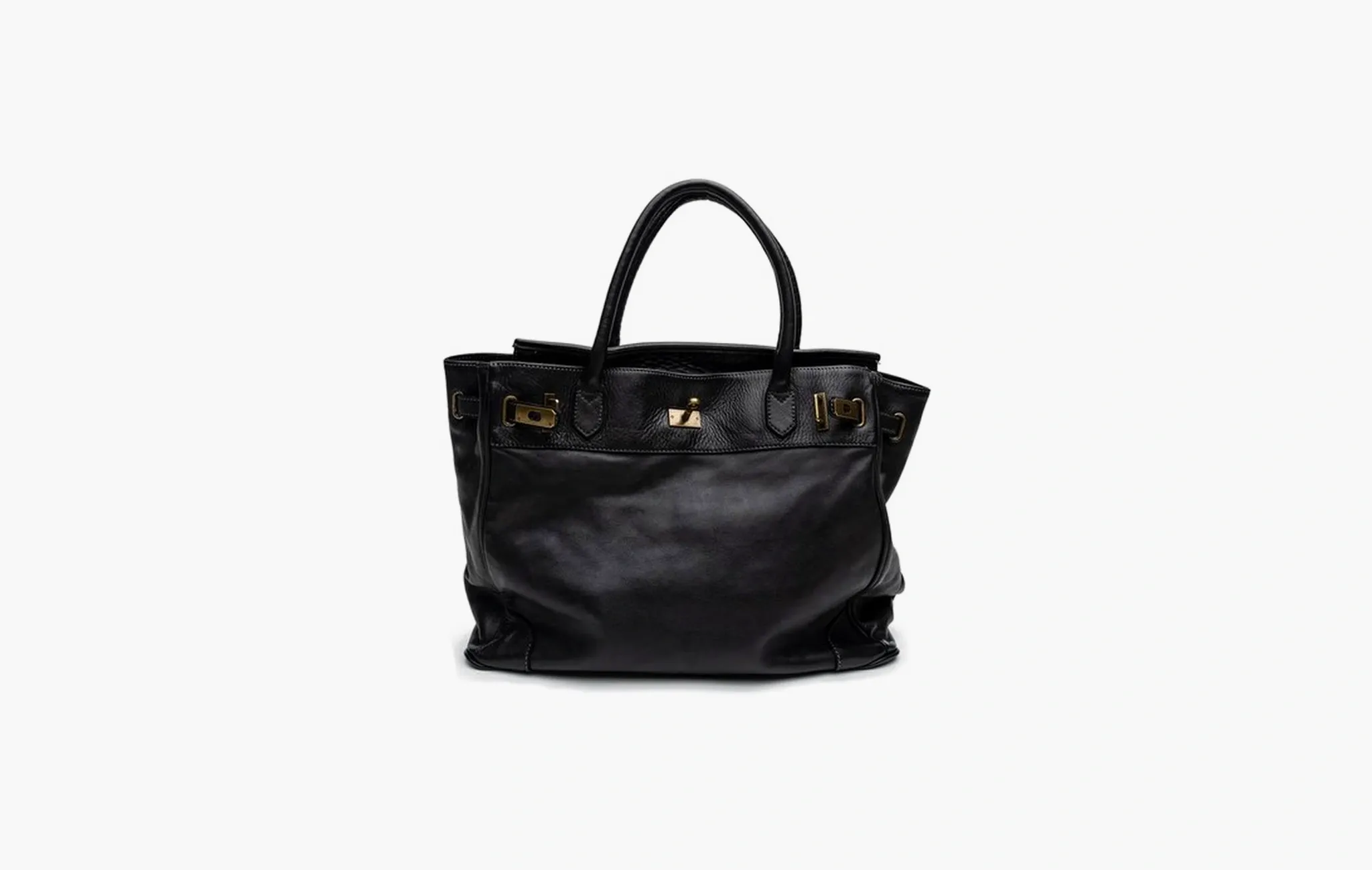 Washed Slouchy Calf Bag in Black 