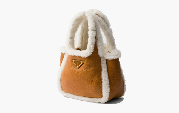 Prada Shearling Mini Handbag Cognac/Natural | The Sortage