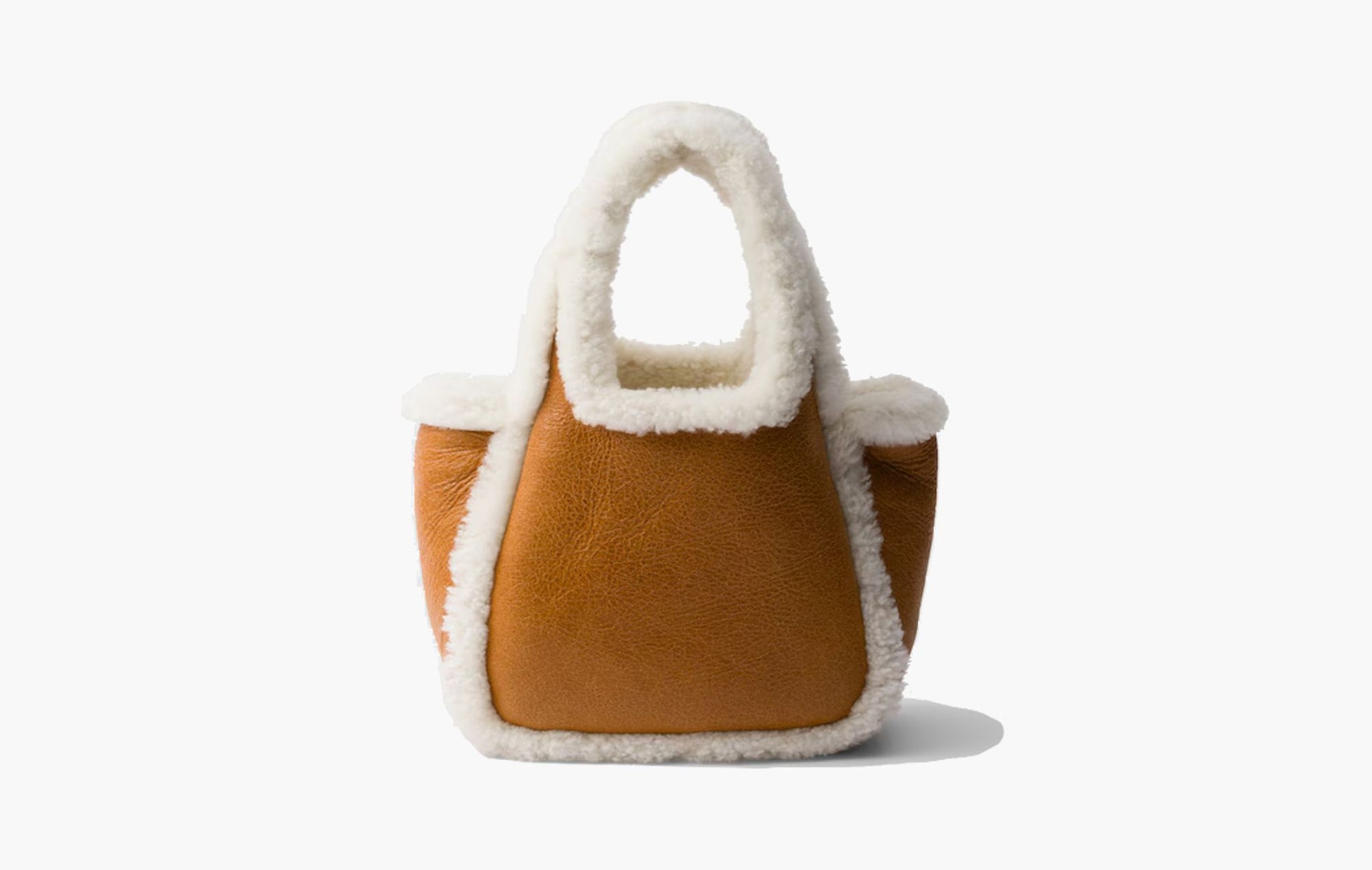 Prada Shearling Mini Handbag Cognac/Natural | The Sortage