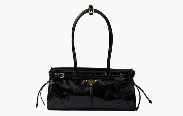 Prada Medium Naplak Patent Leather Handbag Black | The Sortage