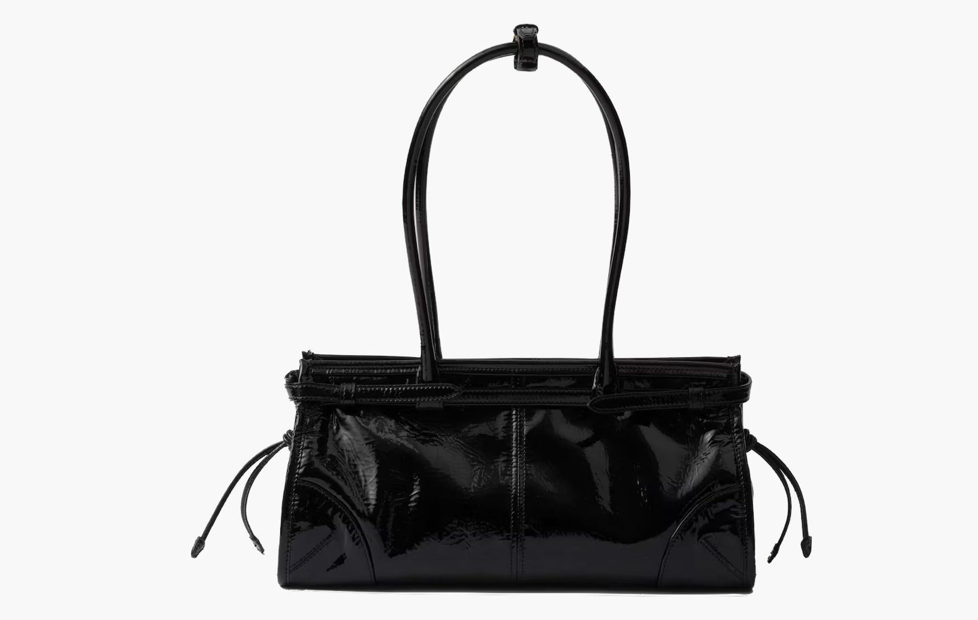 Prada Medium Naplak Patent Leather Handbag Black | The Sortage