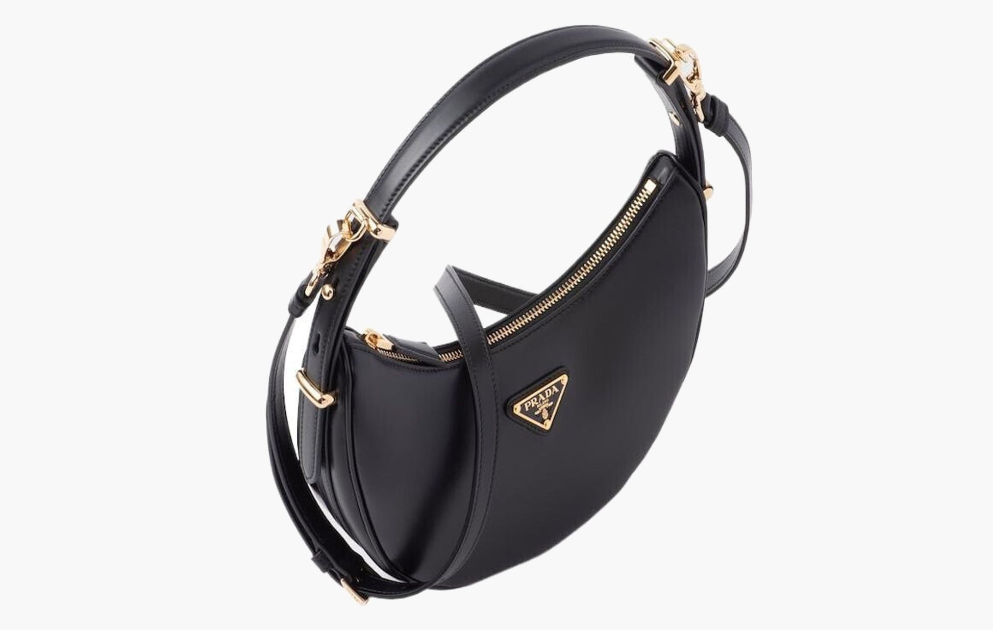 Prada Arqué Leather Shoulder Bag Black | The Sortage