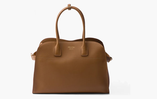 Prada Large Leather Tote Bag With Buckles Caramel | The Sortage