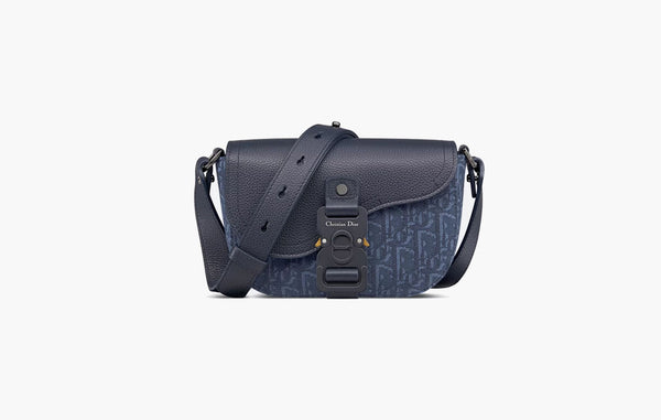 Dior Mini Saddle Messenger Bag Flap Navy Blue Dior Oblique Jacquarde | The Sortage