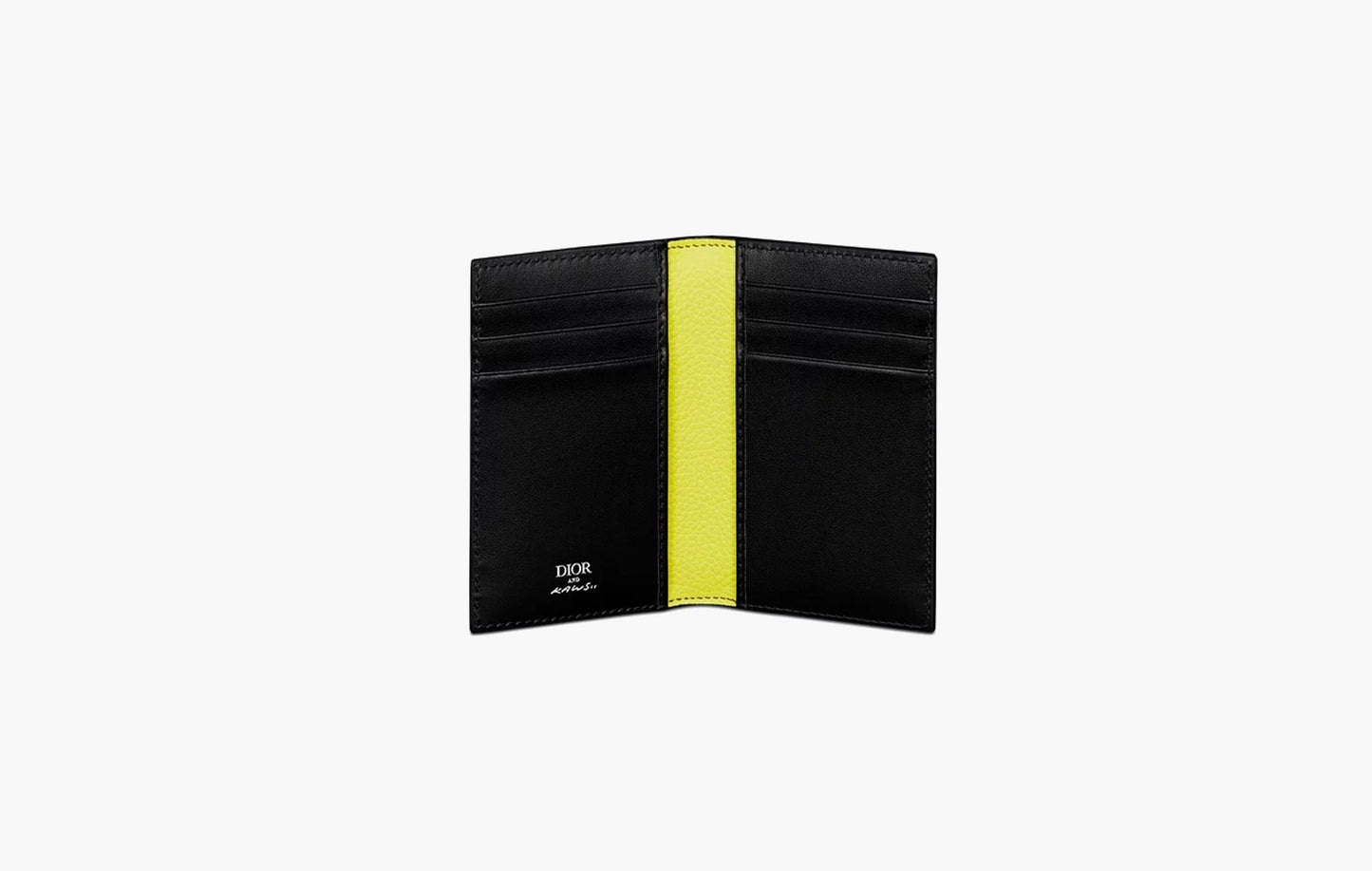 Dior x KAWS Vertical Bifold Card Holder Black Grained Calfskin | The Sortage