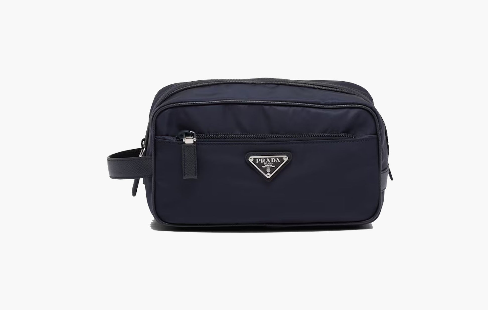 Prada Re-Nylon Saffiano Leather Travel Pouch Navy | The Sortage