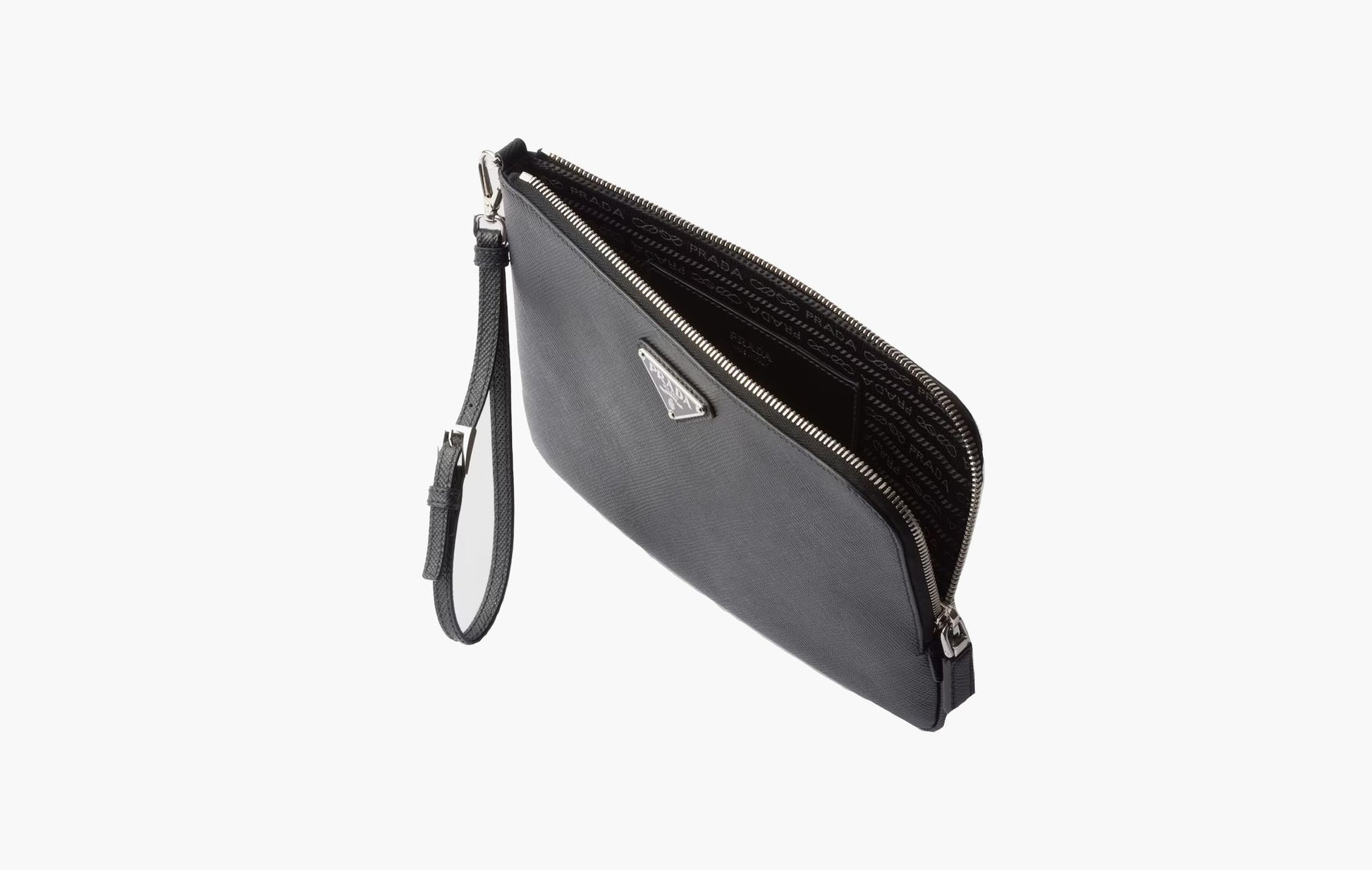 Prada Small Saffiano Leather Pouch Black | The Sortage