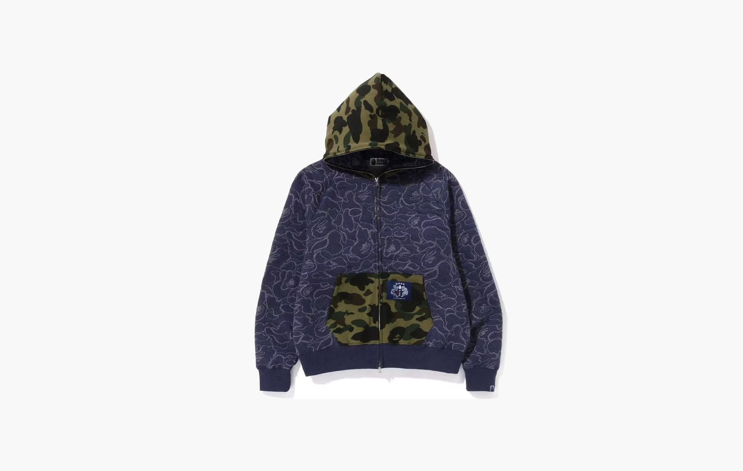 BAPE ABC Camo Relaxed Fit Full Zip Hoodie Navy | The Sortage