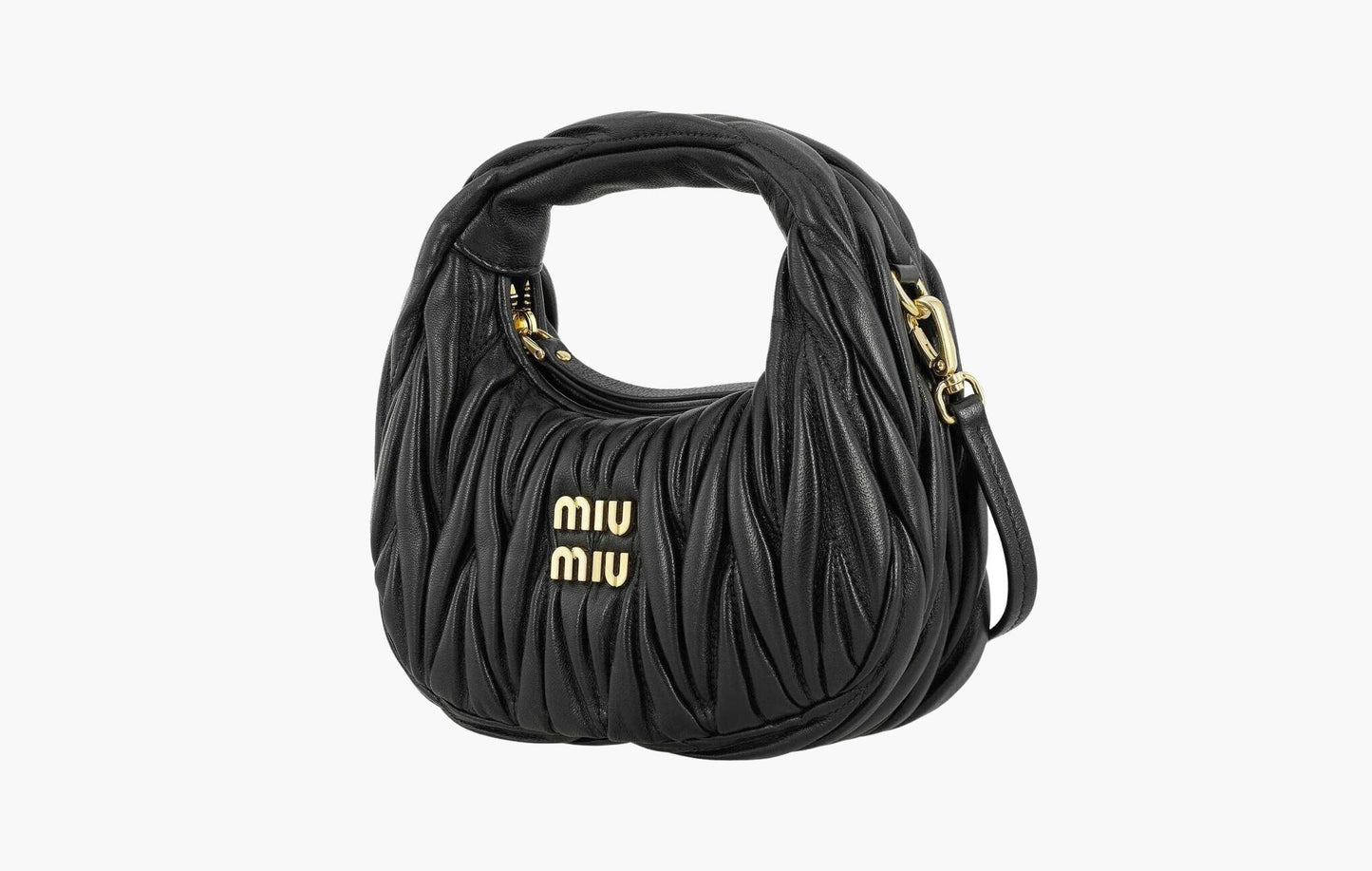 Miu Miu Wander Matelasse Nappa Leather Hobo Bag Black | The Sortage