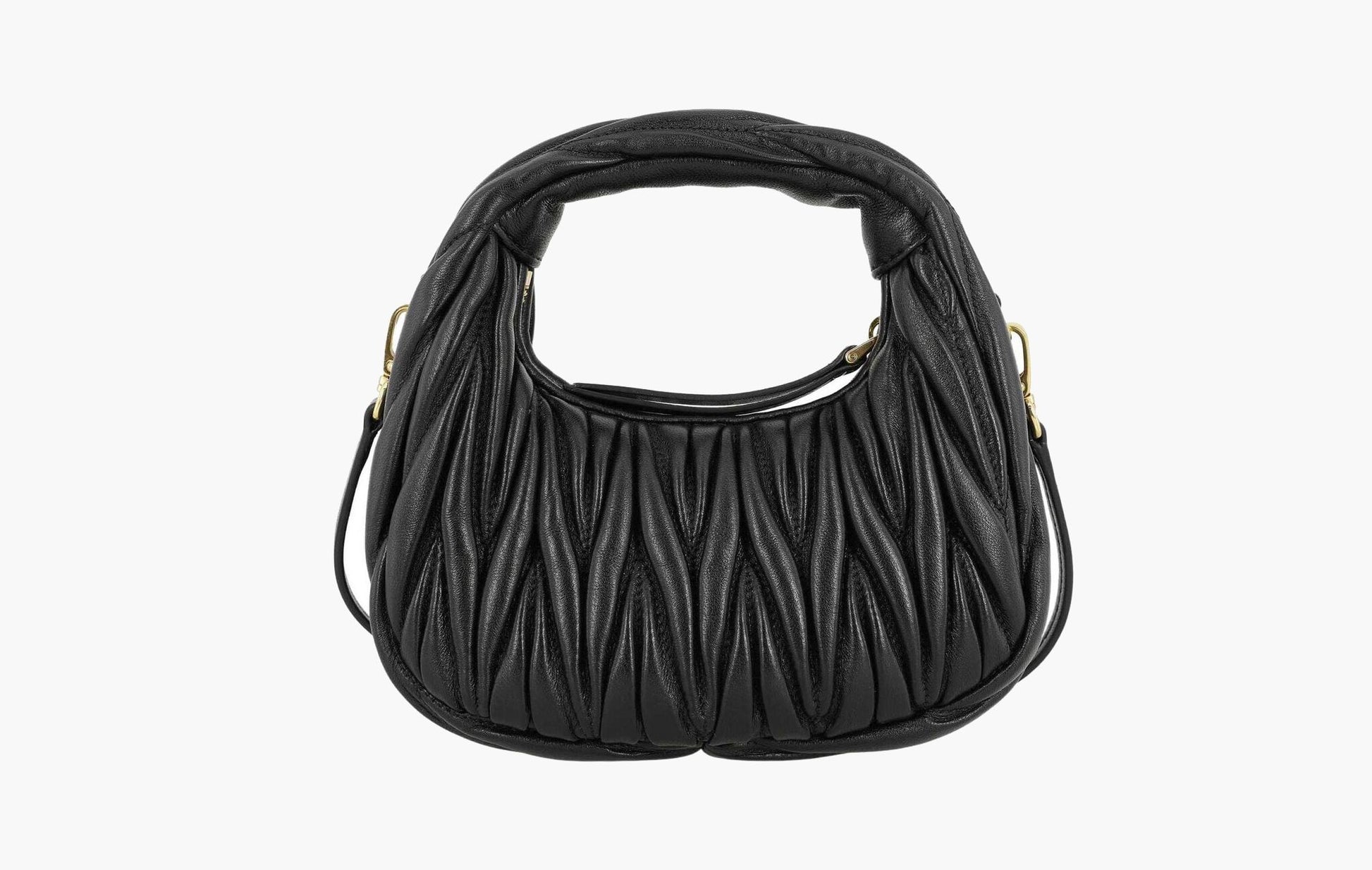 Miu Miu Wander Matelasse Nappa Leather Hobo Bag Black | The Sortage