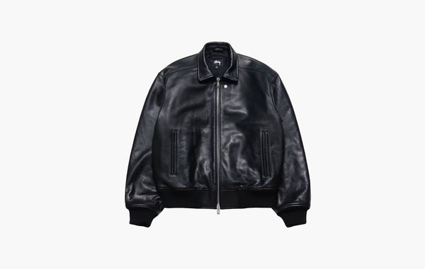 Stussy Leather Flight Jacket Black | The Sortage