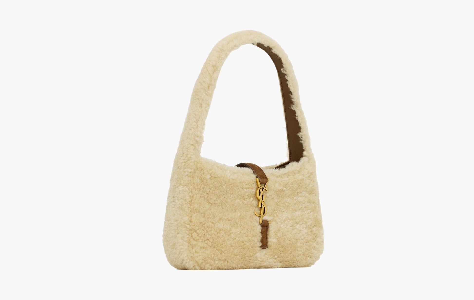 Saint Laurent Le 5 À 7 Mini Shearling Shoulder Bag Natural Beige | The Sortage