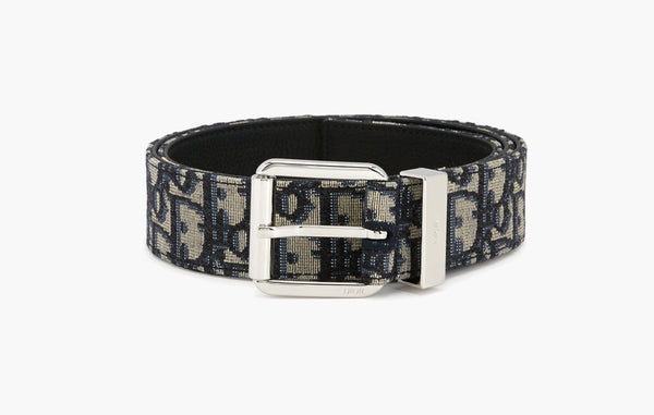 Oblique Jacquard with Black Grained Calfskin Belt  "Beige/Black"