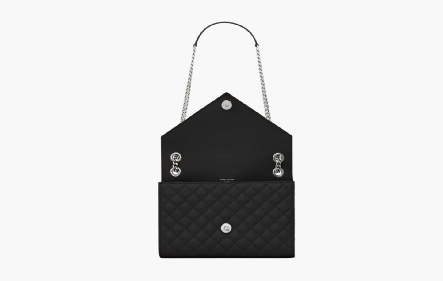 Envelope Medium In Quilted Grain De Poudre Embossed Leather Noir "Silver"