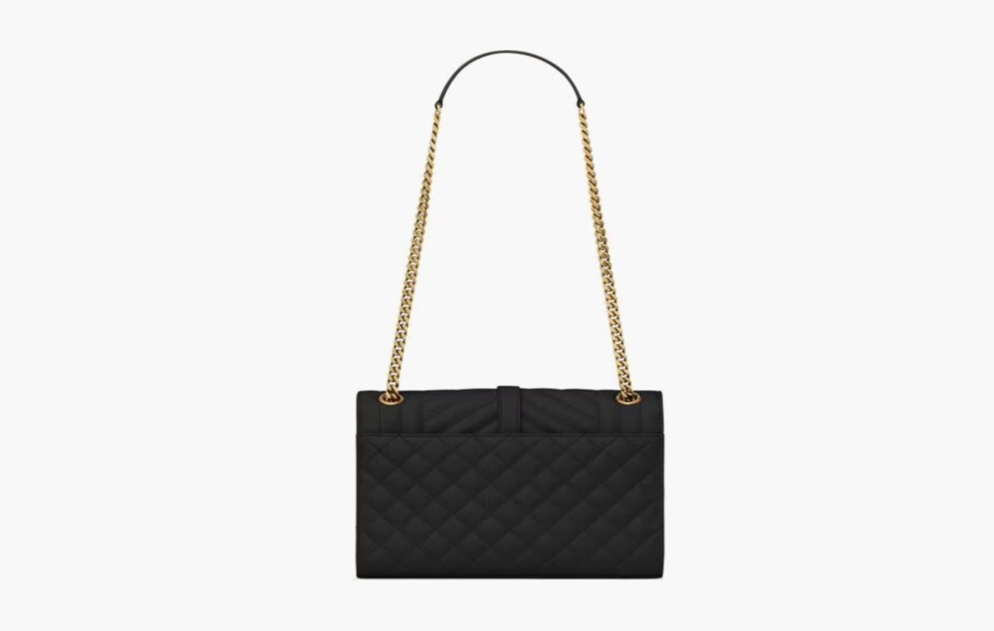 Envelope Medium In Quilted Grain De Poudre Embossed Leather Noir "Gold"