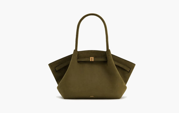 Hana Medium Faux Suede Tote Bag "Dark Olive"