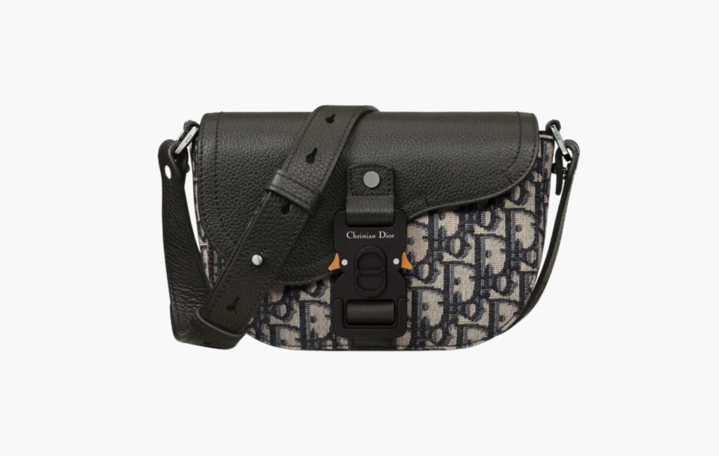 Dior Mini Saddle Messenger Bag with Flap "Beige and Black Dior Oblique Jacquard with Black"