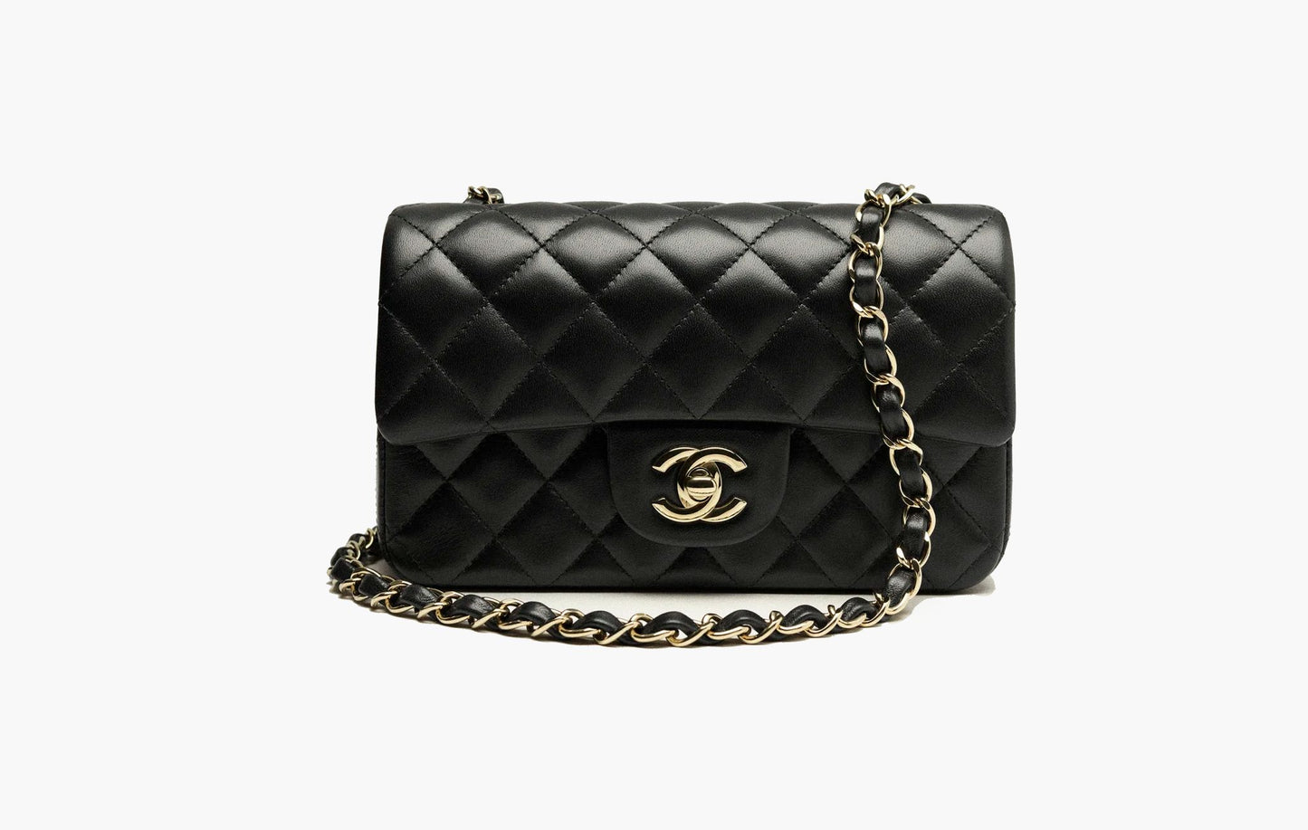 Chanel Mini Classic Handbag Lambskin Gold-Tone Metal Black | The Sortage