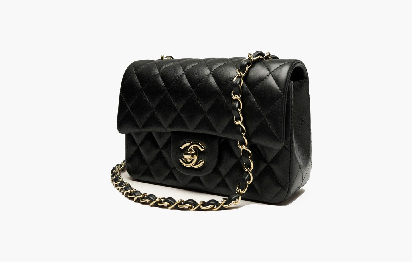 Chanel Mini Classic Handbag Lambskin Gold-Tone Metal Black | The Sortage