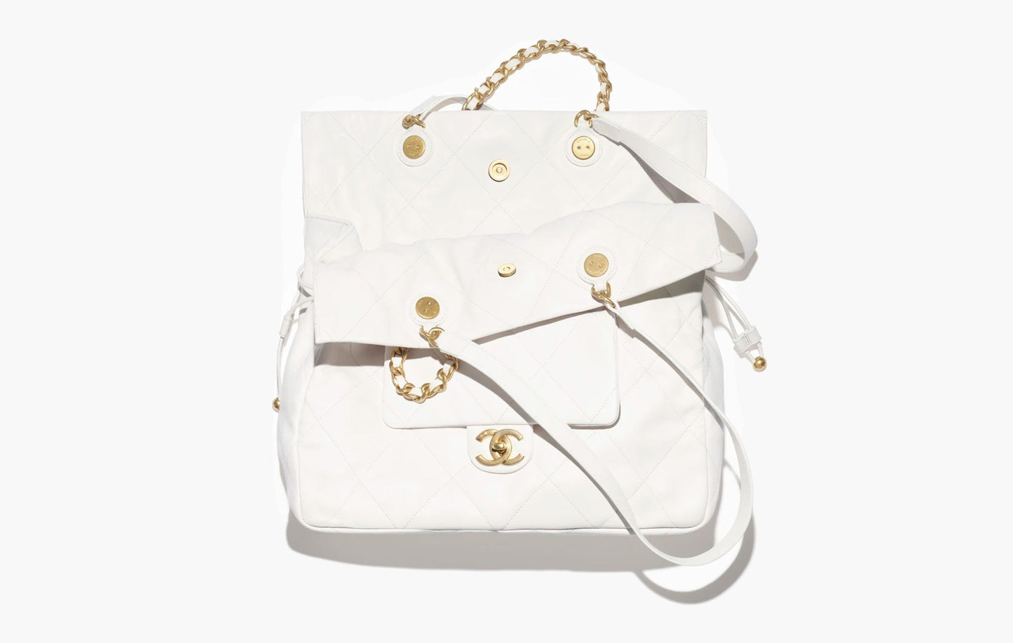 Chanel Shopping Bag Shiny Lambskin Gold-Tone Metal White | The Sortage