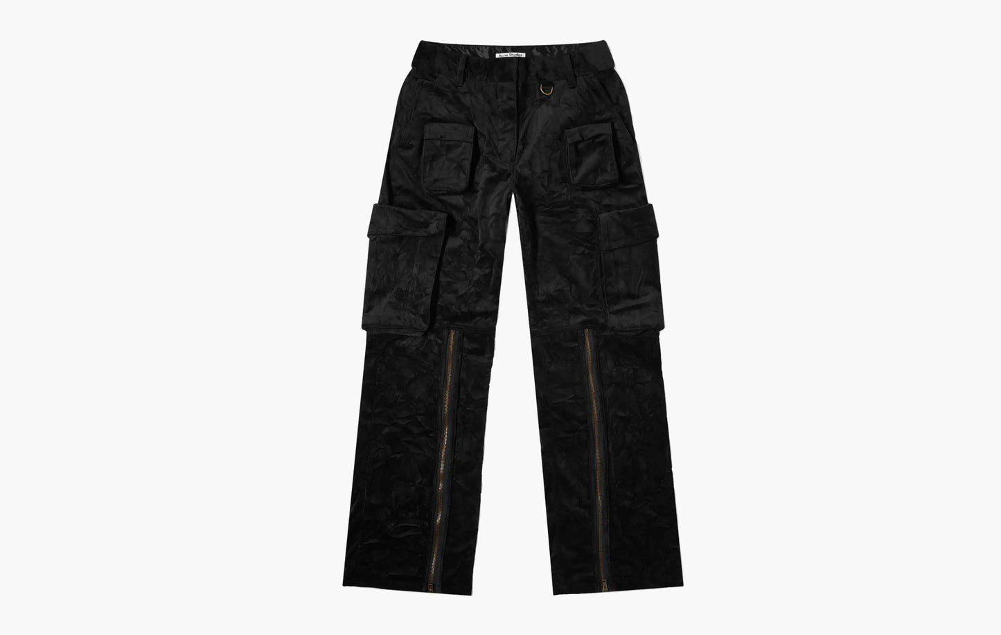 Acne Studios Crinkled Velvet Cargo Trousers Black | Sortage.