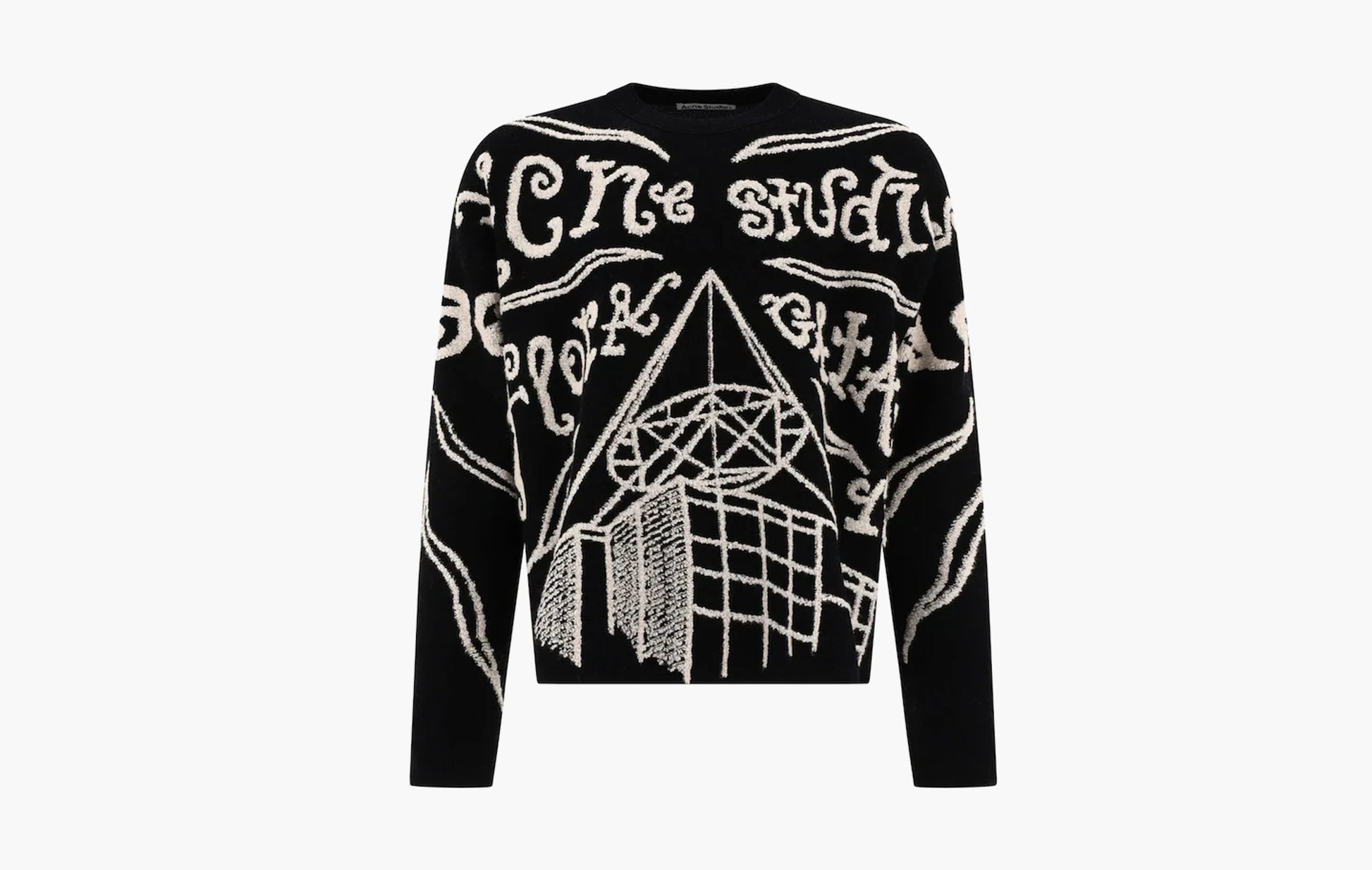 Acne Studios Jacquard Logo Jumper Black Ecru | The Sortage