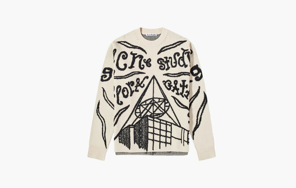 Acne Studios Jacquard Logo Jumper Ecru | The Sortage