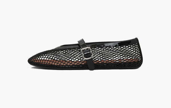 Alaia Ballet Flats In Fishnet Black | The Sortage