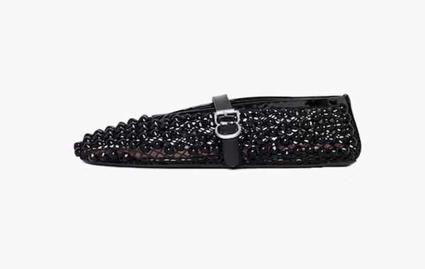 Alaia Ballet Flats With Studs On Fishnet Black | The Sortage