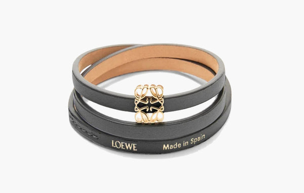 Loewe Anagram Dice Calfskin Leather Twist Bangle Black  | The Sortage