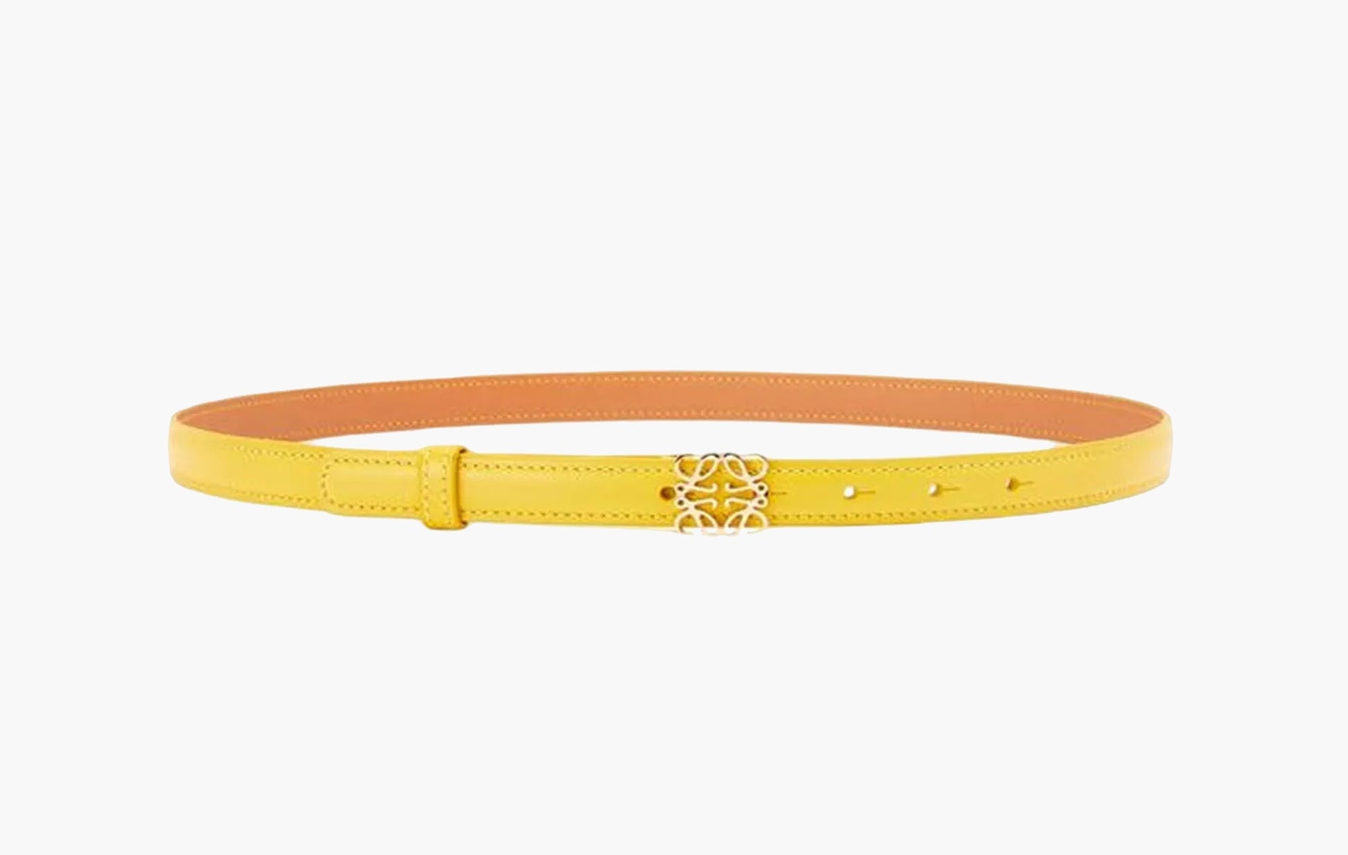 Loewe Anagram Goya Calfskin Leather Belt Yellow/Gold  | The Sortage